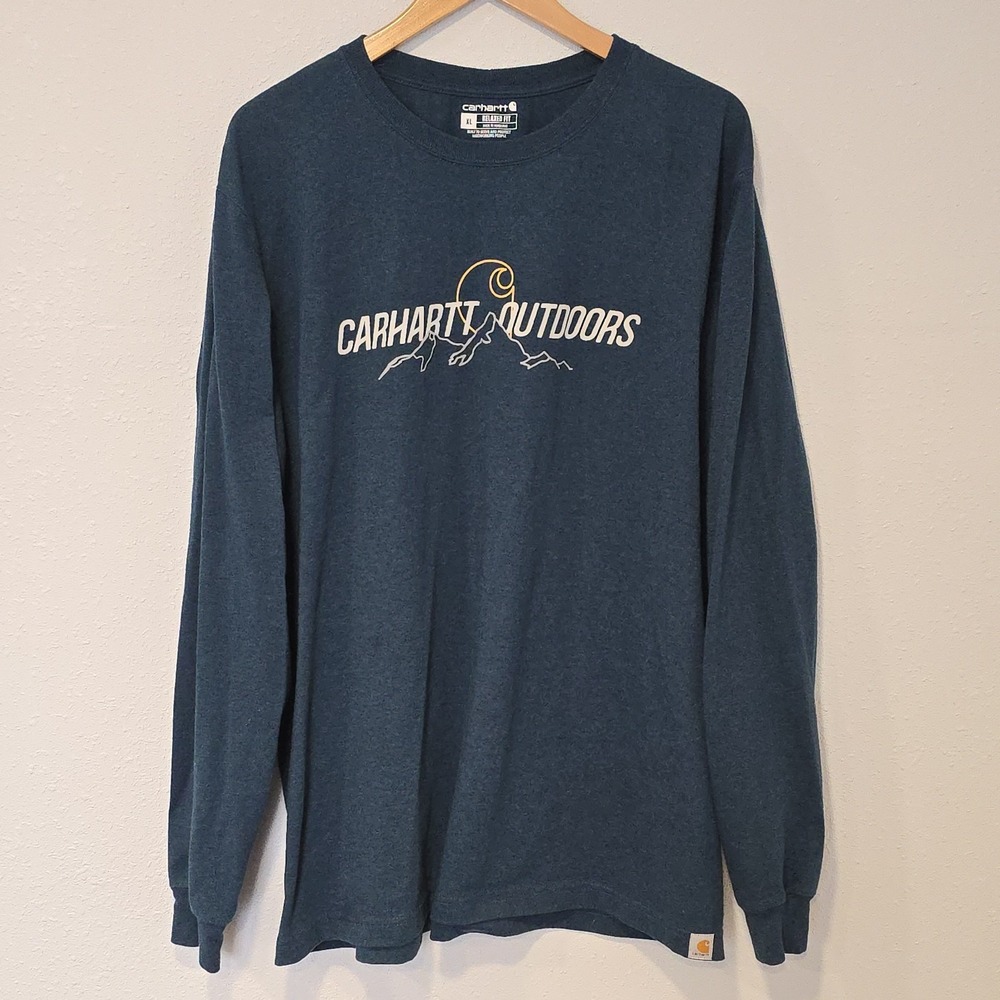 Carhartt Outdoors Long Sleeve Shirt XL Relaxed Fit Mountains Logo Honduras